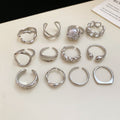 Gold Silver Mixed Open Ring Sets Seashell Crystal Styles view 6