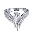 Pear Stone Wing-Shaped Statement Ring In Four Colors Silver Tone view 6