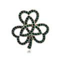 Green Three Leaf Clover Openwork Crystal Two Designs Metal Brooch Pin view 1