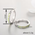 Green Opal Inlay Crystal Hoop Earrings in Silver Tone view 4