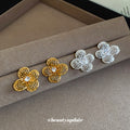 Openwork Four Petal Flower Stud Earrings in Two Finishes view 3