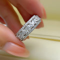 Marquise Clear Stone Cluster Eternity Band In Silver Tone view 2