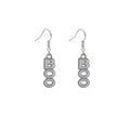 Silver BOO Letter Drop Earrings White Enamel Fishhooks view 1