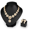Gold Tone Silver Tone Pearl Floral Garland Pearl Look Metal Necklace and Earring Set view 5