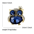 Crown Owl Crystal Brooch Blue Green Antique Gold Tone view 5