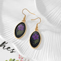 Black Resin Pressed Flower Drop Earrings Gold Tone 9 Styles view 11
