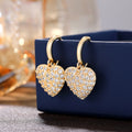 Gold Pave Heart Pendant Necklace Drop Earrings Set view 3