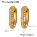 Gold Steel Faux Pearl Drop and Zircon Huggie Hoop Earrings Collection view 11
