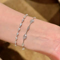 Silver Mesh Clear Crystal Oval Link Bracelet Adjustable view 4