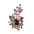 Flower Crystal Metal Brooch Pin 4.2 x 7 cm for Jackets and Lapels view 1