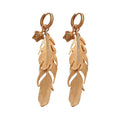 Gold Layered Feather Huggie Earrings with Cutout Details view 5