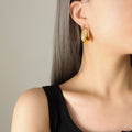 Gold Thick U Shape Chunky Hoop Earrings Small Large Sizes view 7