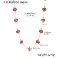 Natural Stone Disk Bead Gold Chain Necklaces Five Colors view 8