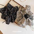 Bandana Print Fabric Pearl Bow Hair Claw Clip 2 Styles view 2