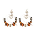 Silver Tone Triangle And Beaded Hoop Drop Earrings view 5