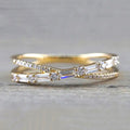Crossed Baguette Pave Split Shank Finger Rings Three Colors view 7