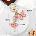 Ballerina and Rhinestone Butterfly Charm Keychain in Pink view 2