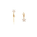 Gold Tone Asymmetric Star Earrings with Long Chain Tassels view 5