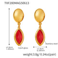 Gold Oval Stud Marquise Czech Glass Drop Earrings Set view 9