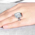 Three Row Square Cluster Crystal Ring in Polished Metal view 3