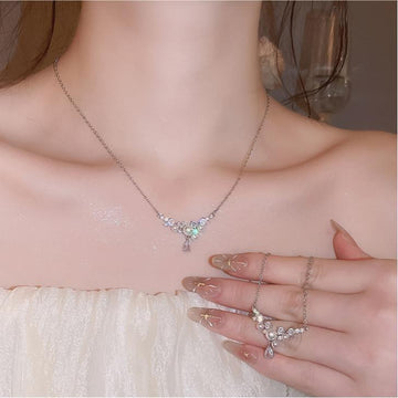 Silver Tone Pearl and Teardrop Crystal Necklaces Statement Jewelry