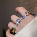 Silver Open Adjustable Zircon Rings Star Square Four Colors view 2
