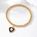 Gold Bead Stretch Bracelet Heart Evil Eye Charm 6 Colors view 7