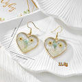 Heart-Shaped Pressed Flower Drop Earrings in Four Designs view 4