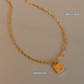 Square Moon Pendant Chain Necklace Gold Silver Tone view 2