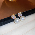 Crystal Geometric Pearl Look Drop Earrings in Three Shapes view 8
