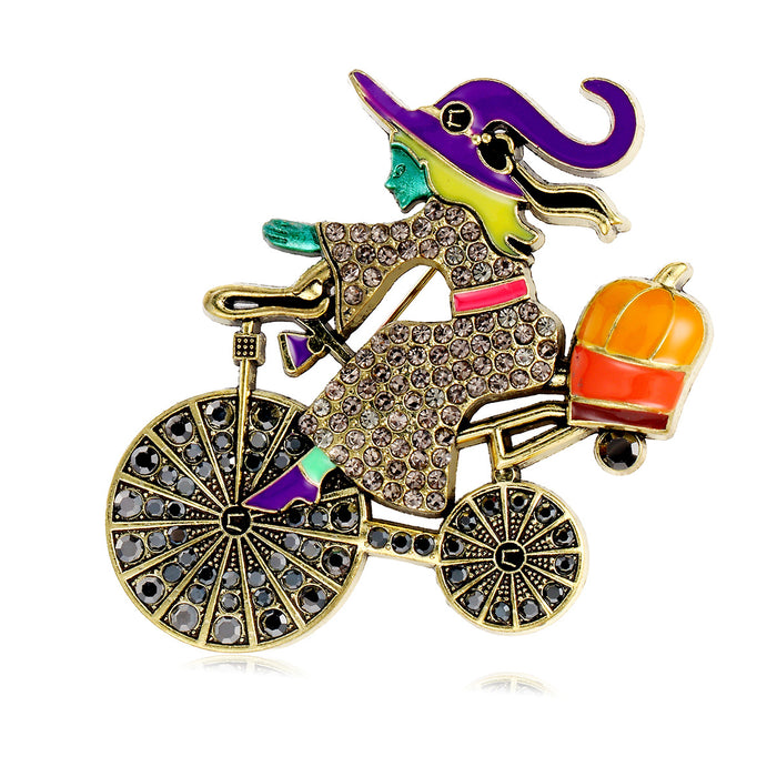 Bicycle Crystal Enamel Two Designs Metal Brooch Pin
