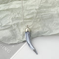 Silver Tone Resin Horn Pendant Necklaces in Seven Colors view 8