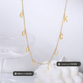 Good Luck Letter Charm Station Necklace Gold Tone Chain view 2
