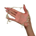 Gold-Tone Pearl and Crystal Teardrop Necklace Decorative Jewelry Accessory view 5