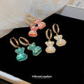Pastel Crystal Bear Charm Drop Earrings in Two Designs view 2