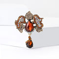 Rhinestone Leaf Brooch Teardrop Crystal Dangle Four Colors view 3