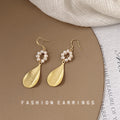 Gold-Tone Freshwater Pearl Circle Hammered Teardrop Earrings view 4