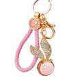 Jeweled Long Ear Rabbit Fortune Medallion Keychains in Three Colors view 5
