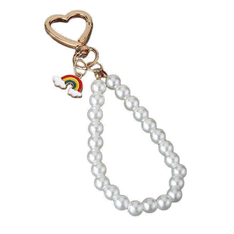 Cute Flower Pearl Alloy Keychain Bag Charm Accessory
