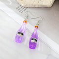 Resin Wine Bottle Drop Earrings Silver Hooks Six Colors view 7