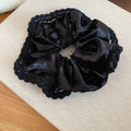 Velvet Scrunchie Hair Ties Black and Coffee Blue Edge view 6