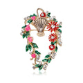 Flower Basket Wreath Enamel Two Designs Metal Brooch Pin view 1