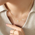 Gold Steel Root Branch Zircon Pendant Ball Chain Necklace view 3