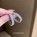 Square Crystal Hoop Stud Earrings in Two Metal Tones view 3