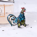 Walking Rooster Enamel Brooch in Red Black or Blue Green view 4