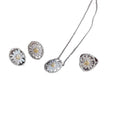 Silver Pave Daisy Oval Necklace Earrings And Ring Set view 5