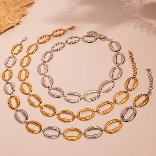 Display view of oval link necklaces and bracelets in main image 2.