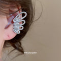 Silver Tone Butterfly and Wing Crystal Ear Cuffs Fashion Jewelry view 3