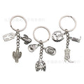 Antique Silver Horse Boot and Cactus Metal Keychain Set view 5