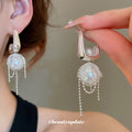 Silver Tone Pearl and Crystal Convertible Drop Earrings view 2